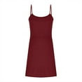 thumbnail image 5 of Wedding Guest Dresses for Women, Woman Fashion Comfortable Summer Solid Color Camis Sleeveless Round Neck Dress(Wine,M), 5 of 7