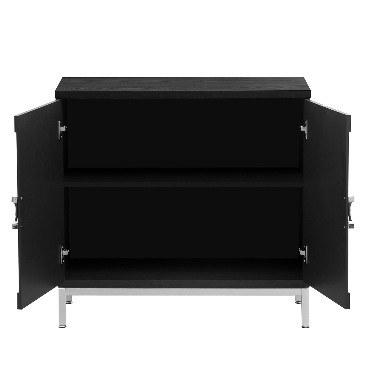 Kepooman 34" Kitchen Storage Cabinet, Storage Sideboard Buffet Cabinet with Solid Wood Veneer and Metal Leg Frame for Dining Room, Black Kepooman 34" Kitchen Storage Cabinet, Storage Sideboard Buffet Cabinet with Solid Wood Veneer and Metal Leg Frame for Dining Room, Black