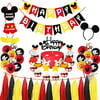 Mouse Birthday Party Supplies Decorations, Glittery Mickey Happy Birthday Banner Cake Cupcake Topper, Mickey Welcome Sign Door Hanger, Mickey Ears Headband, 12" Latex Balloons First Two