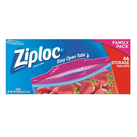 Custom Plastic Bags - Ziploc Double Zipper Gallon Storage Bags, 66 ct