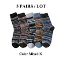 thumbnail image 1 of Calcetines de lana de invierno para mujer, medias gruesas y cálidas, de algodón suave, informales, a la moda, para botas de nieve y clima frío, 5 pares, 1 of 4