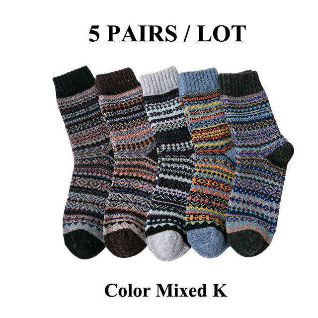 Calcetines de lana de invierno para mujer, medias gruesas y cálidas, de algodón suave, informales, a la moda, para botas de nieve y clima frío, 5 pares
