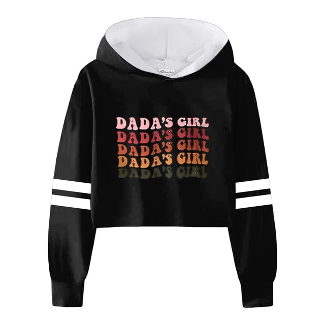 Gibobby Sudadera para Niñas Niños Casual Suelto Activo Mangas completas Sudaderas con capucha Sudaderas con capucha corto Estampado de Tops cortos para a(Negro, 6-7 Años)