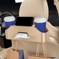 thumbnail image 4 of Organizador para respaldo de asiento de coche, porta pañuelos, 2 portavasos, fácil instalación, ideal para viajes por carretera Beige, 4 of 8