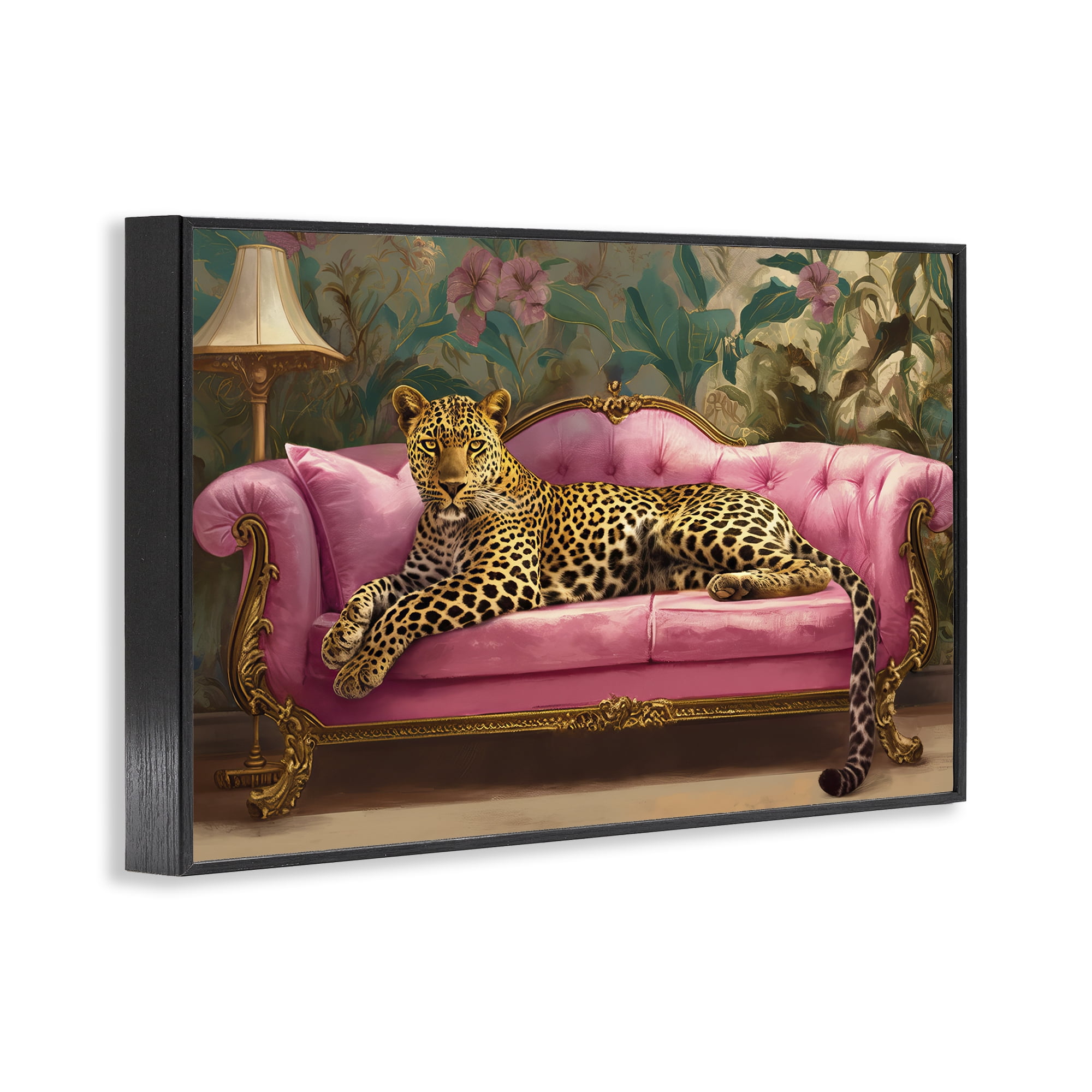 Stupell Industries Exotic Lounging Leopard Black Framed Giclee Art, design by Tina LeCour