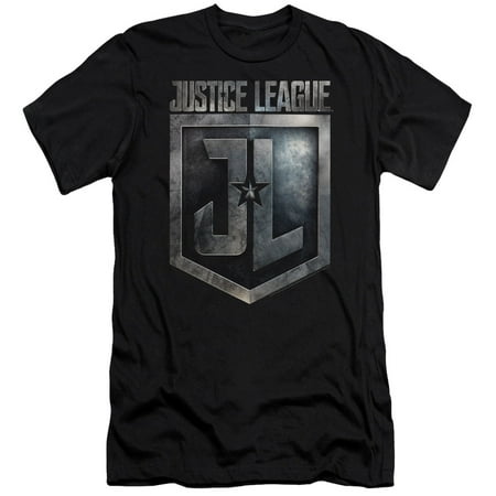 Justice League Movie - Shield Logo - Premium Slim Fit Short Sleeve Shirt - (Best Minor League Hockey Logos)