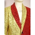 thumbnail image 5 of iEFiEL Kids Boys Shiny Sequins Suit Jacket Blazer One Button Gentleman Formal Tuxedo Coat Outerwear Gold&Red 12, 5 of 7