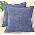 thumbnail image 3 of Pack of 2 Navy Blue 16x16 inches Textured Chenille Throw Pillow Covers, Solid Cushion Cases For Sofa, Accent Chair, Couch, Modern Pillow cases, 3 of 8