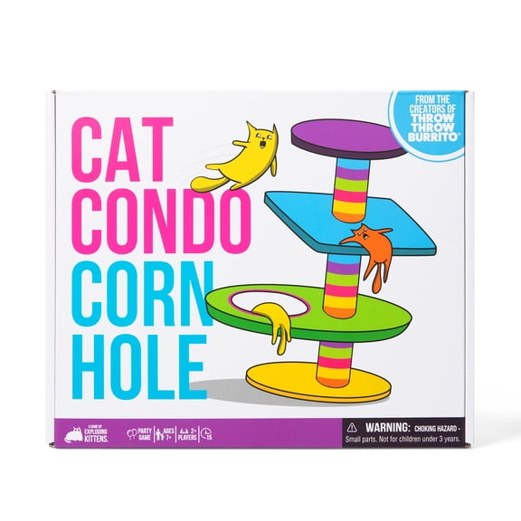 Exploding Kittens Cat Condo Cornhole Hilarious Bean Bag Toss Set for Kids, Teens, and Adults Fast-Paced Party Game for Family Game Night, Indoor and Outdoor Play