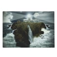 thumbnail image 1 of Lighthouse Cutting Board, Island Rocks Stormy Sea Crashing Waves Full Moon Beams, Decorative Tempered Glass Cutting and Serving Board, Large Size, Grey White Brown, by Ambesonne, 1 of 1