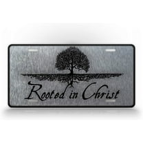 Rooted in Christ License Plate Tree and Roots Christian Jesus Auto Tag