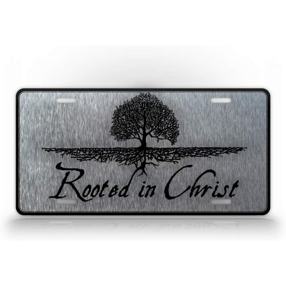 Rooted in Christ License Plate Tree and Roots Christian Jesus Auto Tag