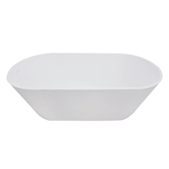 Kingston Brass VRTRS673123 67-Inch Solid Surface Oval Double Ended Freestanding Tub with Drain in Matte White