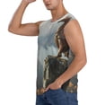 thumbnail image 3 of Lsque Autumn Dragon Mountain View Print Men's Cotton Blend Sleeveless Muscle Shirts (S-3XL)- Moisture Wicking, Odor Protection, UPF 30+,XX-Large, 3 of 8