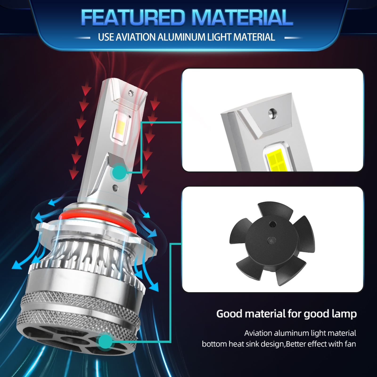 Fits 2011-2012 Chrysler 200 LED Headlight Bulbs 9012 High/Low Beam Light 6500K 2pcs