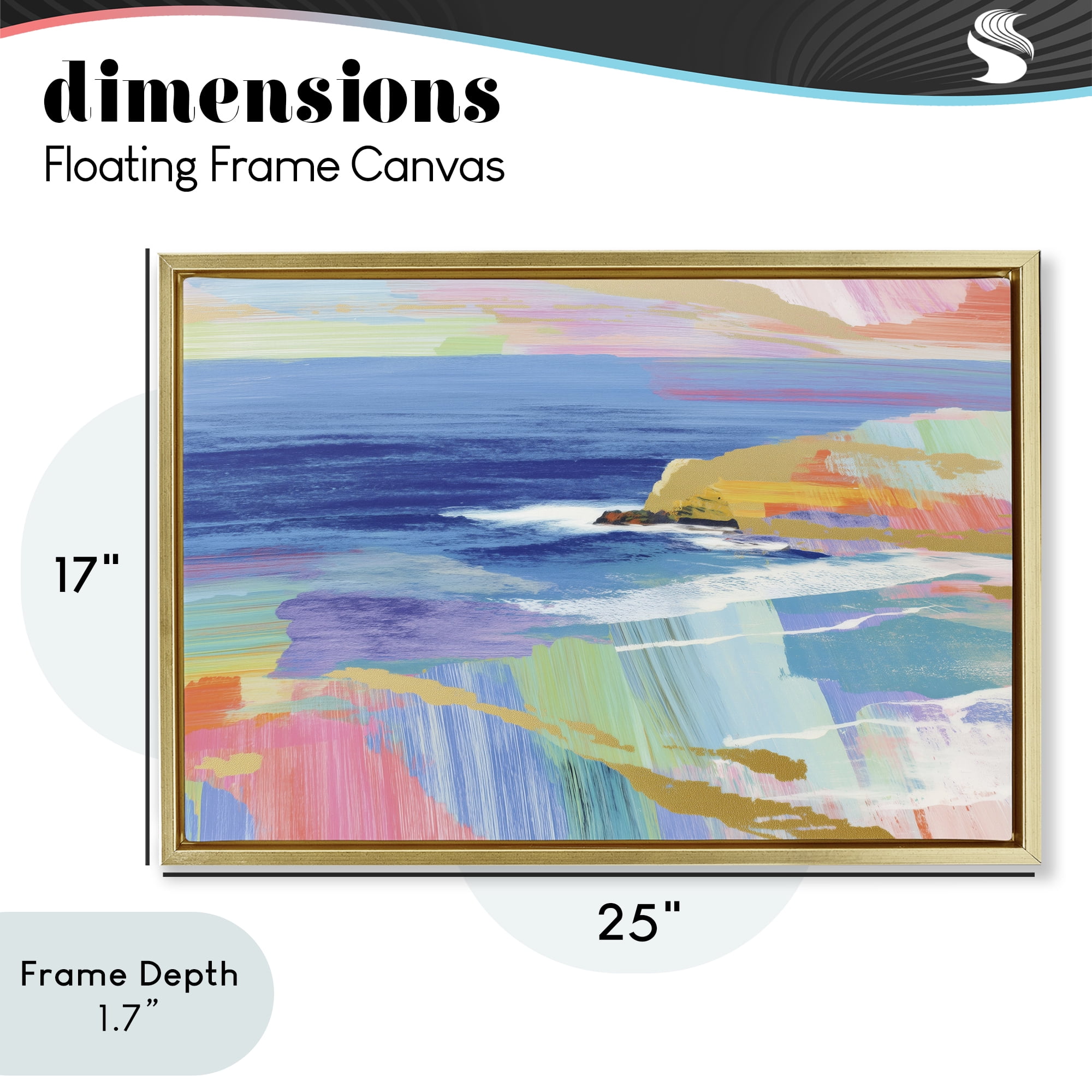 Stupell Industries Hawaii Coastline Abstraction Gold Framed Floater Canvas Wall Art, design by Chromatic Storm Studio