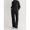 thumbnail image 3 of Women's 2 Piece Casual Outfits Long Sleeve Stand Collar Zip Up Tops Wide Leg Pants Sets Streetwear, 3 of 8