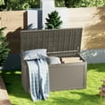 thumbnail image 6 of Patio Casual 260 Gallon Lockable Resin Deck Box, Waterproof & Outdoor Storage Box for Outdoor Cushion Storage and Outdoor Delivery Storage, Stylish Outdoor Bench,Light coffee, 6 of 10