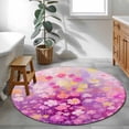 thumbnail image 3 of Round Rugs 4Ft, Pink Spring Floral Round Area Rug Washable Indoor Throw Carpet, Modern Oil Painted Daisy Botanical Soft Non Slip Circle Rug for Kitchen Nursery Room Home Decor Aesthetic, 3 of 8
