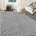 thumbnail image 2 of 2*6 ft/4*6 ft/5*7 ft/8*10 ft/9*12 ft/10*13 ft Washable Living Room Rug Modern Geometric Stripe Area Rug Stain Resistant Easy Cleaning Indoor Carpet with Non-Slip Backing Low Pile Floor Cover, 2 of 9