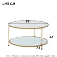 thumbnail image 2 of Mesa de centro redonda para sala de estar Mesa pequeña y elegante Parte superior de cristal Patas de acero 84 x 45,5 cm Dorado esquí esquí Gafas de esquí, 2 of 5