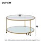 thumbnail image 2 of Mesa de centro redonda para sala de estar Mesa pequeña y elegante Parte superior de cristal Patas de acero 84 x 45,5 cm Dorado esquí esquí Gafas de esquí, 2 of 5