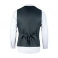 thumbnail image 4 of Wehilion Men's Suit Vest Navy Blue Business Formal Dress with 3 Pockets, Prom, Wedding, Waistcoat Vest for Tuxedo ,XL, 4 of 5