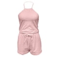 thumbnail image 6 of Rggeeun Women Outfits Halter Tops Athletic Shorts Breathable Drawstring Matching Sets Training Leisure,Pink,M, 6 of 6