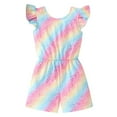 thumbnail image 2 of WIBACKER Summer Girls' Jumpsuit Kids Rainbow Print Crew Neck Romper Backless Sleeveless Stretchy Short, 2 of 9