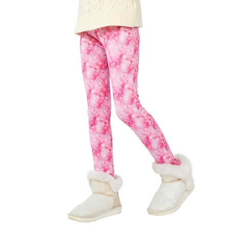 

Uccdo Toddler Girls Winter Warm Fleece Lined Leggings Teenage Little Girl Thicken Floral Tights Long Pants 3-13Y