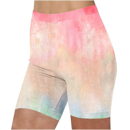 Xihbxyly Womens Athletic Shorts Plus Size Gradient Print High Waist Running Shorts High Stretch Slim Fit Comfortable Compression Exercise Shorts Leggings Summer Savings Clearance