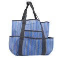 thumbnail image 1 of Bolso de malla de playa a rayas multifunción, bolso de almacenamiento de un solo hombro de playa de arena a la moda, raya azul, 1 of 8