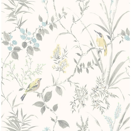 Chesapeake Imperial Garden Grey Botanical Unpasted Non Woven Wallpaper, 20.5-in by 33-ft, 56.4 sq. ft.