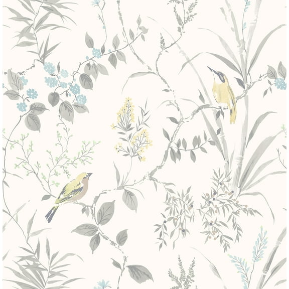 Chesapeake Imperial Garden Grey Botanical Unpasted Non Woven Wallpaper, 20.5-in by 33-ft, 56.4 sq. ft.