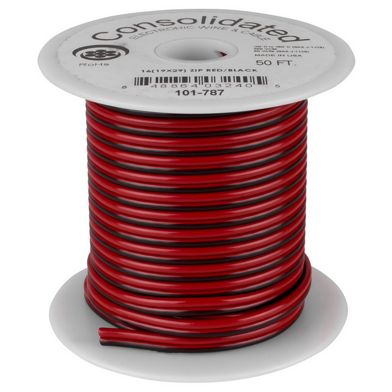 Consolidated 16 AWG 2conductor Power Speaker Wire 50 ft. (Red/Black