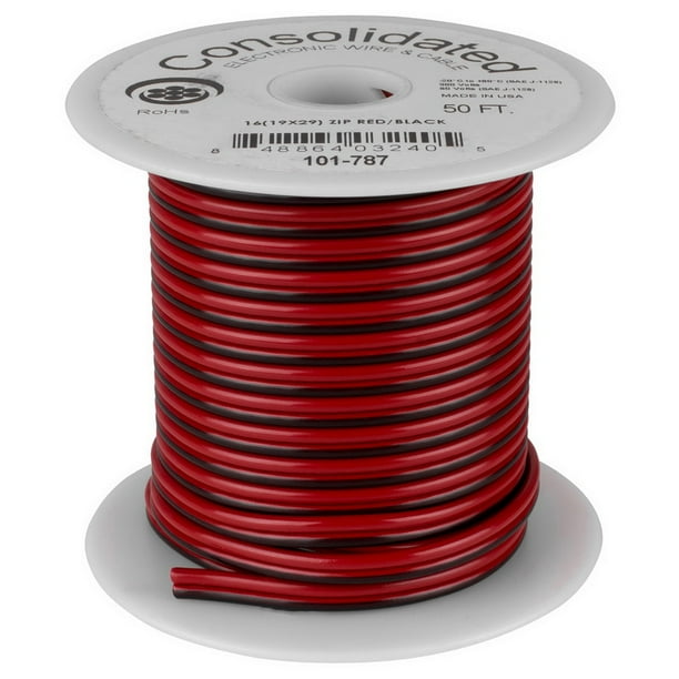 Consolidated 16 AWG 2conductor Power Speaker Wire 50 ft. (Red/Black