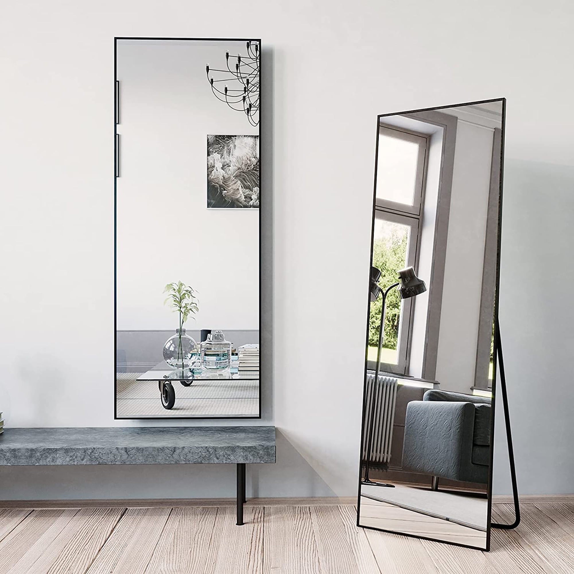 ANYHI Full Length Mirror Floor Mirror with Standing Holder Bedroom ...