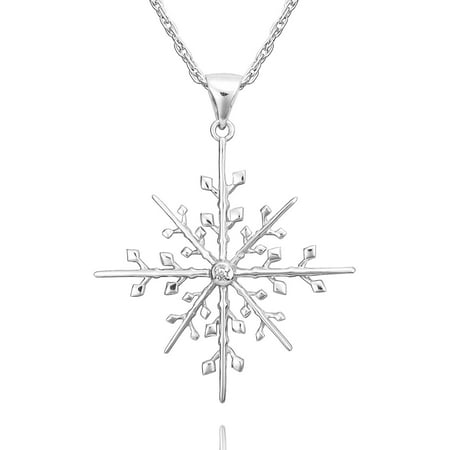 Precious Moments Sterling Silver Diamond Accent Snowflake Pendant with Chain, 18