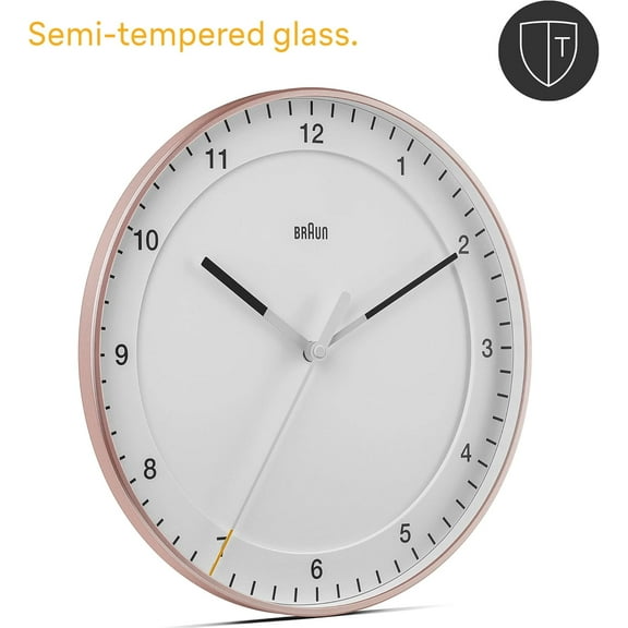 Classic Large Analog Wall Clock, 30cm Diameter, Rose and White