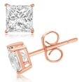 thumbnail image 3 of Tioneer Sterling Silver Classic Princess Cut Cubic Zirconia Gem Stud Earrings Set, 3 of 4