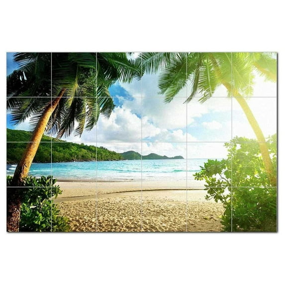 Beach Ocean Ceramic Tile Mural Kitchen Backsplash Bathroom Shower, 400066-XL64