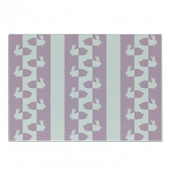 Easter Cutting Board, Bunny Rabbits in Vivid Pastel Tones Animal Baby Kids Girls Childish Design, Decorative Tempered Glass Cutting and Serving Board, in 3 Sizes, by Ambesonne