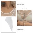 thumbnail image 4 of Top de malla transparente para mujer, dobladillo irregular, cuello redondo, sin mangas, estampado de letras, corte ajustado, Top de malla transparente, 4 of 7