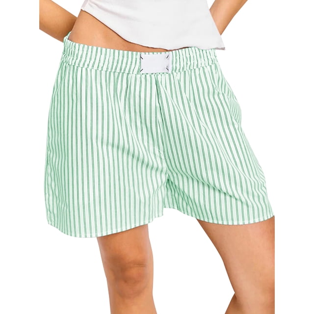 Gupgi Shorts à Rayures pour Femmes Bas de Pyjama Boxeurs Shorts d'Été Détente Amples Shorts de Sommeil