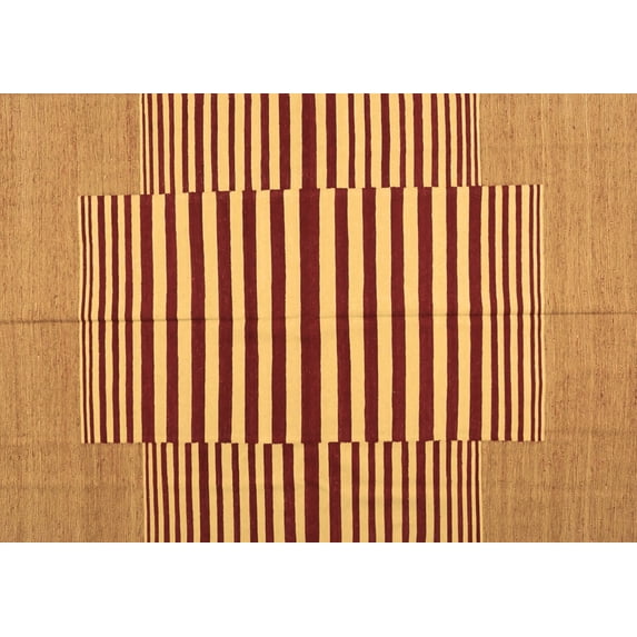 Ahgly Company Indoor Rectangle Abstract Brown Contemporary Area Rugs, 5' x 7'