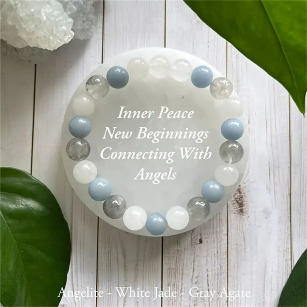 Pulsera de cristal natural para hombre y mujer, hecha a mano, ajustable, con cuentas energéticas, para uso diario