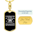 thumbnail image 3 of Firefighter Doing The Impossible Stainless Steel or 18k Gold Premium Swivel Dog Tag Keychain, 3 of 10