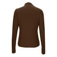 thumbnail image 6 of Otntypg Women's Lettuce Trim Mock Neck Long Sleeve Tops Spring Casual Dressy Ribbed Knit Basic Solid Color Slim Fit Tee Shirt Fall Layer Outfits Coffee L, 6 of 9