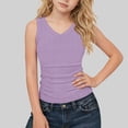 thumbnail image 2 of AHTJRT V Neck Tank Tops for Girls 2026 Summer Fashion Sleeveless Blouses Casual Active Ribbed Fitted Sleeveless Going out Top Tees Purple 7-8 Years, 2 of 7
