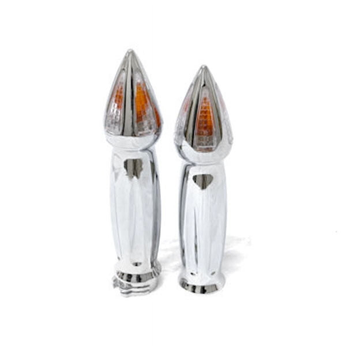 Krator Motorcycle Spiked Turn Signals Bar Ends Chrome Hand Handlebar Grips Chrome Grips Compatible with Cruisers Choppers Harley Davidson Suzuki Kawasaki Yamaha Honda w/ 1" inch Throttle Grip